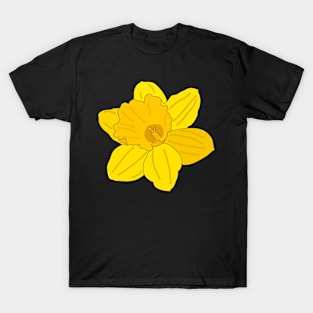 Yellow Daffodil Flower Outlined T-Shirt